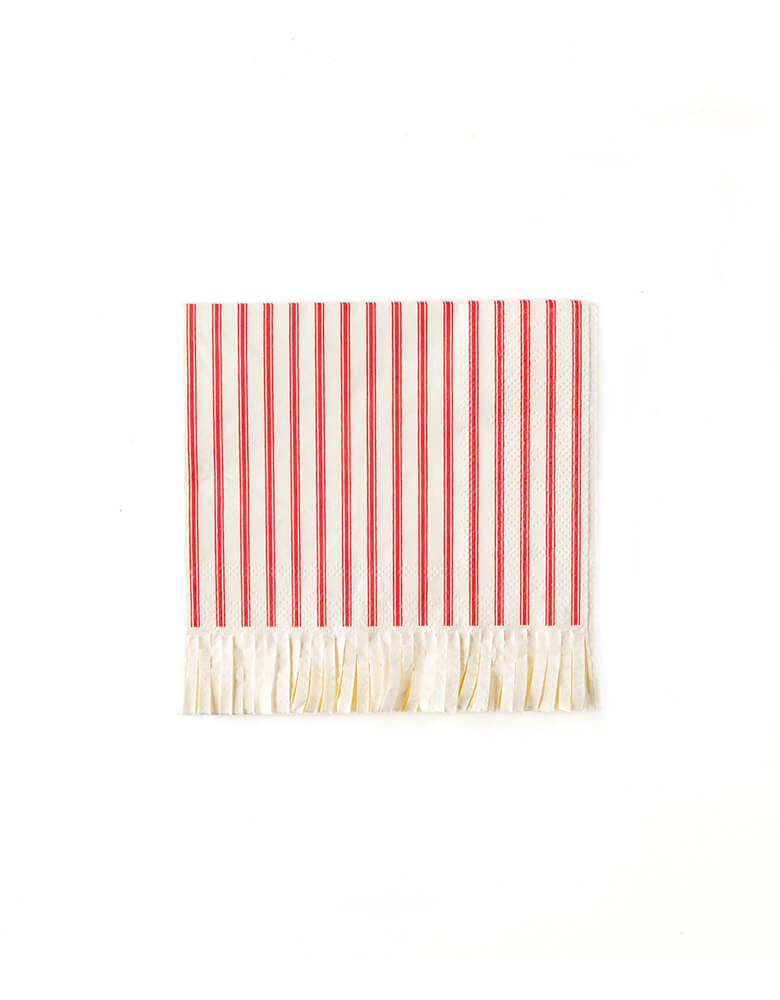 Red and White Striped Cotton Napkins (Set of 6) - Peaceful Lines