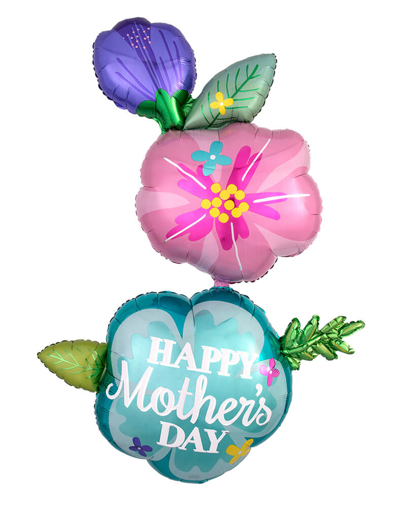 Purple And Glitter Flowers Happy Mothers Day Backdrop