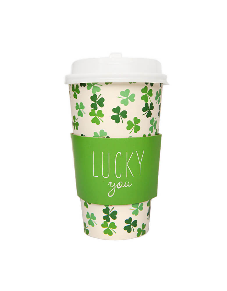 Lucky Clover Pattern Teal and Green Travel Mug – Amy's Coffee Mugs