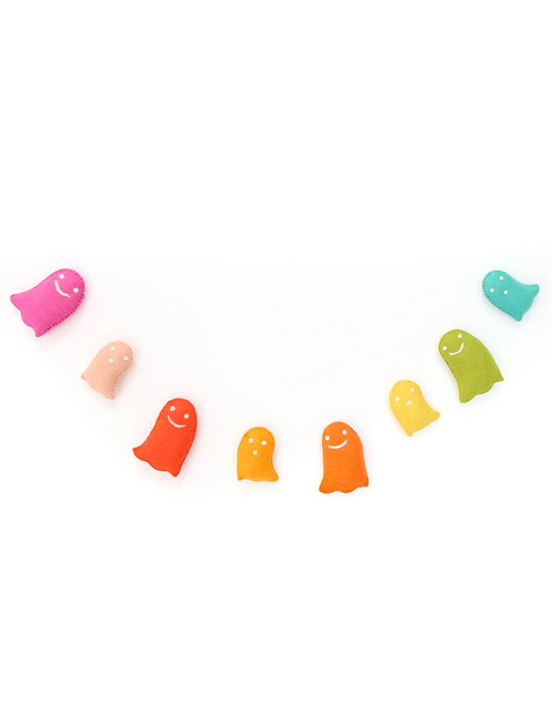 Rainbow Stuffed Ghosts Halloween Felt Garland