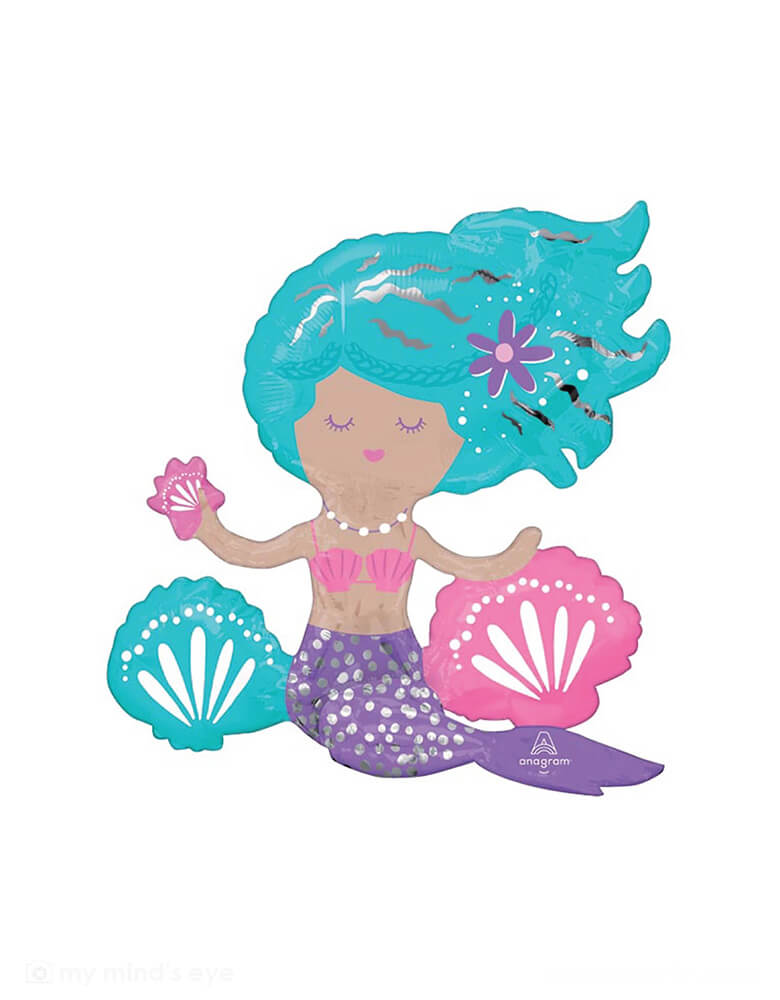 Sitting Shimmering Mermaid Balloon – Momo Party