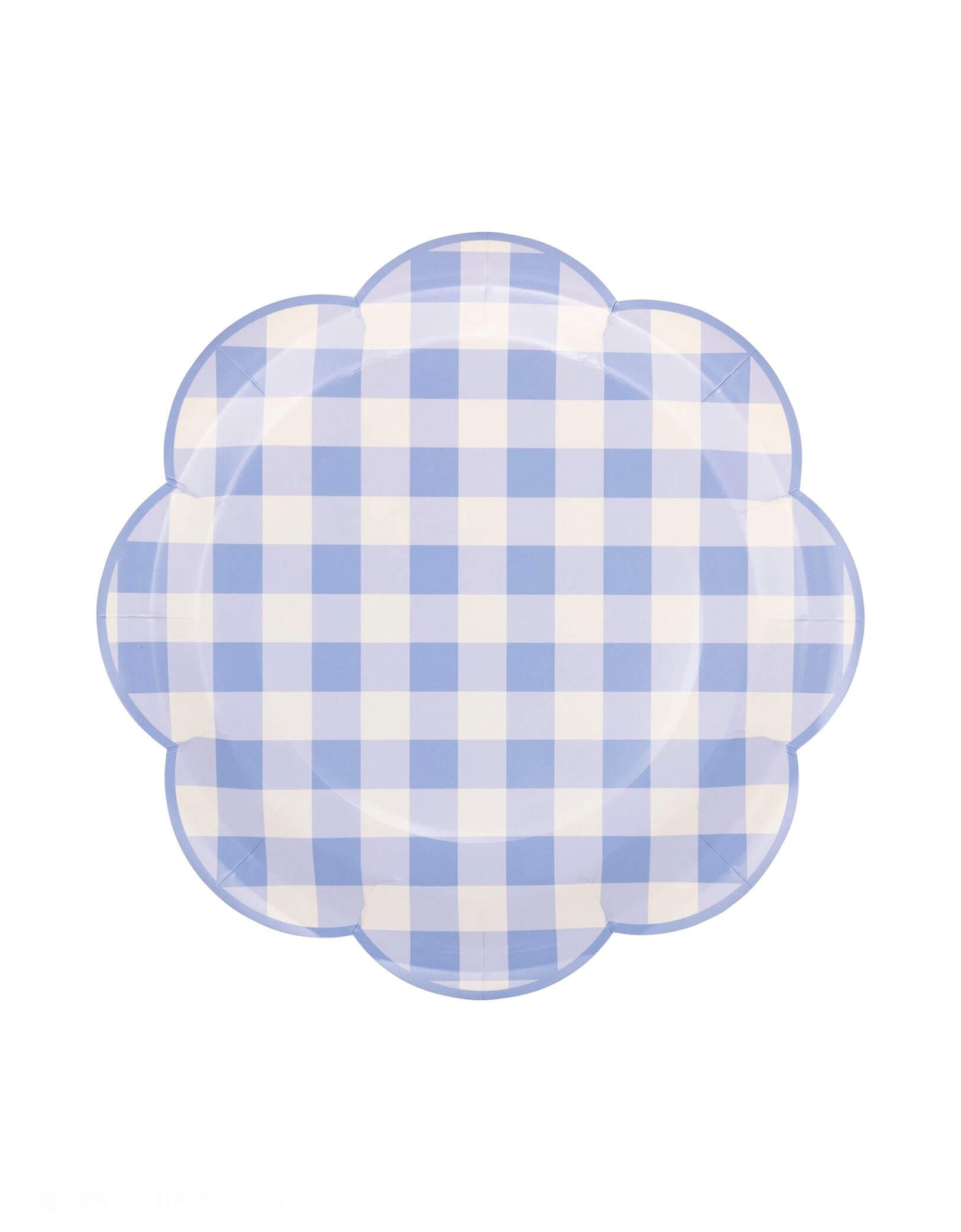 Momo Party's 9.5" Blue Gingham Round Paper Plates by My Mind's Eye. Comes in a set of 8 paper plates, the classic gingham design in a refreshing blue hue will bring a playful and fun vibe to your next gathering. Durable and stylish, these plates are perfect for any occasion.