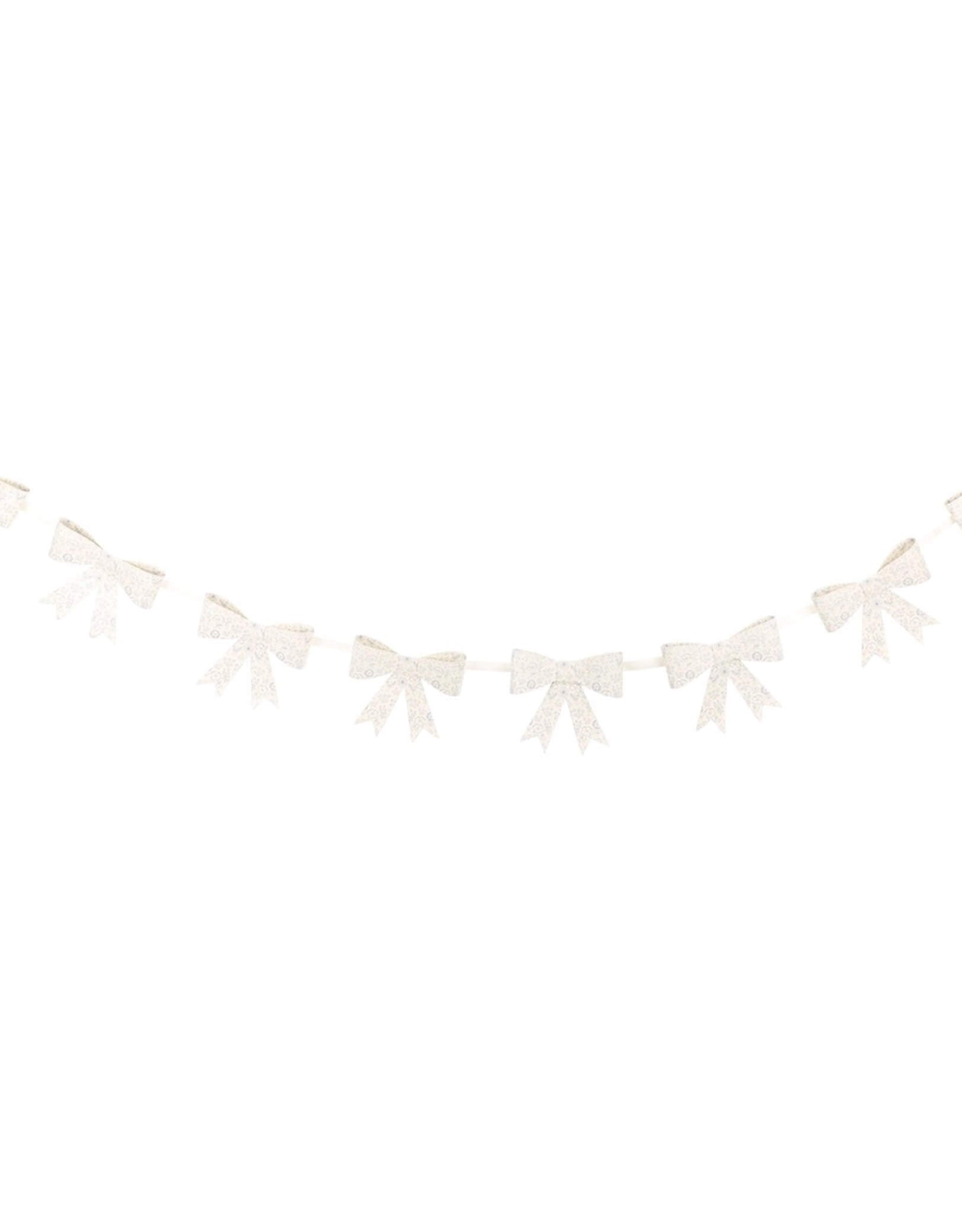 Momo Party's 7' Floral Bow Banner by My Mind's Eye. Made of high-quality paper, it features delicate flowers and a cute bow design. Perfect for weddings, baby showers, or garden parties. Spring into style with this beautiful banner!