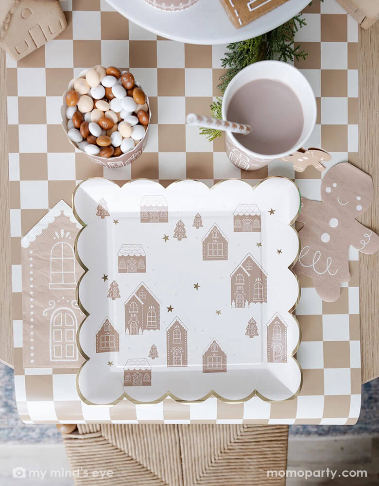 Gingerbread Checkered Table Runner