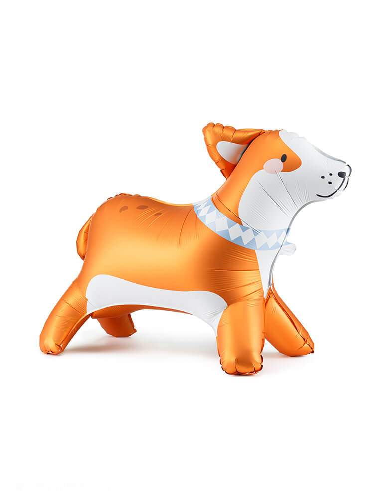 Momo Party's 34.6" x 27.6" Corgi Standing Foil Balloon by Party Deco. This cute pup is sure to charm and amuse everyone with its lovable and captivating character. Great for dog enthusiasts and party animals alike.