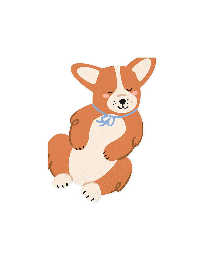 Momo Party's 4.3" x 5.9" Corgi Shaped Napkins by Party Deco. Comes in a set of 12 Corgi shaped die cut napkins, these napkins will make your guests go "aww" with their adorable design. Get ready for an adorable and fun party!