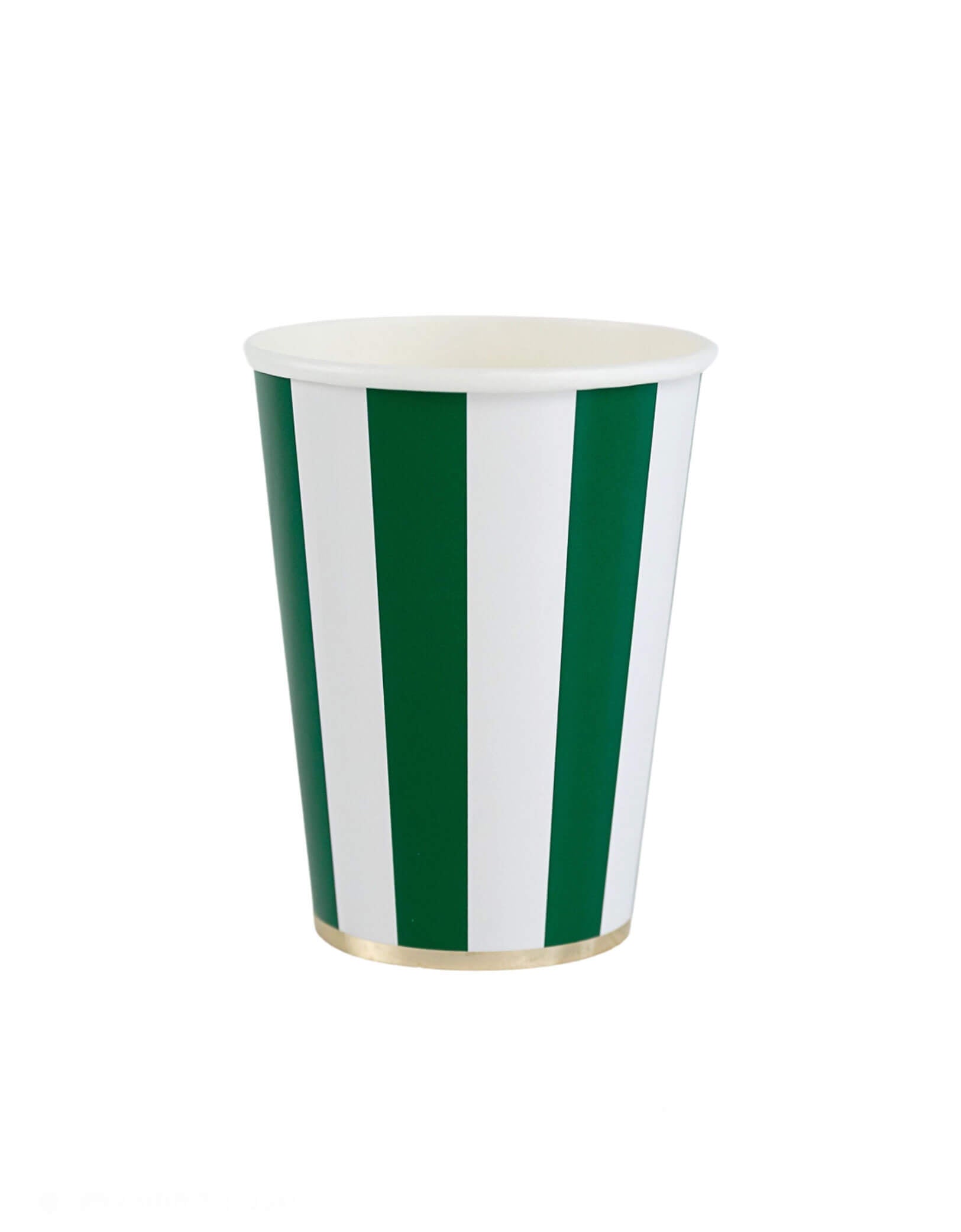 Momo Party's 10oz Emerald Green Cabana Stripe Cups. Add a touch of elegance and style to your dinner table with these Emerald Green Cabana Stripe Party Cups. This set of 8 paper cups allows for easy mix and match options, making it perfect for any occasion. These cups are great for a football, dinosaur, jungle, safari themed birthday or a Super Bowl celebration.