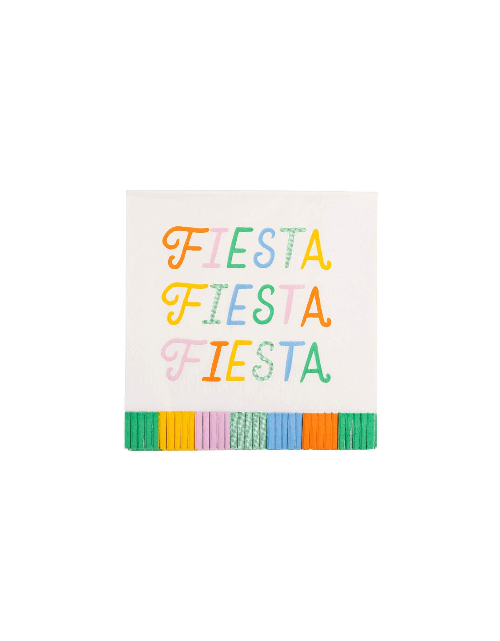 Momo Party's 5" Fiesta Fringed Small Napkins by My Mind's Eye. Comes in a set of 24 paper napkins, impress your guests and add a touch of whimsy to any celebration with these festive napkins. With vibrant colors and playful fringes, these napkins will make your fiesta one to remember.