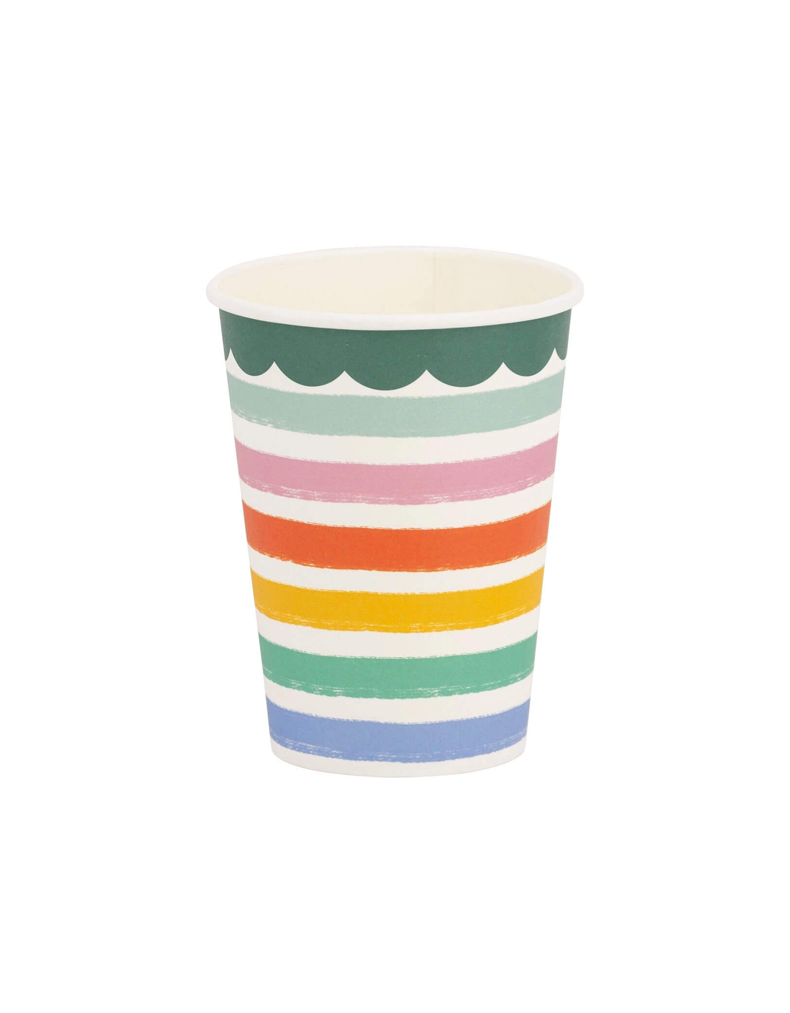 Momo Party's 12 oz Fiesta Striped Paper Cup by My Mind's Eye. Comes in a set of 8 paper cups, these colorful cups will liven up any gathering, while their convenient design makes clean-up a breeze. Perfect for sipping on your favorite beverages and adding a touch of