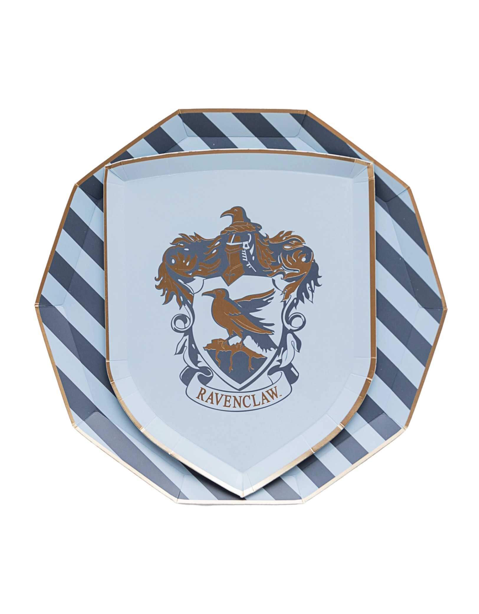 Momo Party's 10.5" Harry Potter Ravenclaw House Pride Large Plate with matching shield-shaped paper plate. These plates are prefect for your Harry Potter themed celebration, be it a birthday party, a Halloween bash or a magic themed gathering.