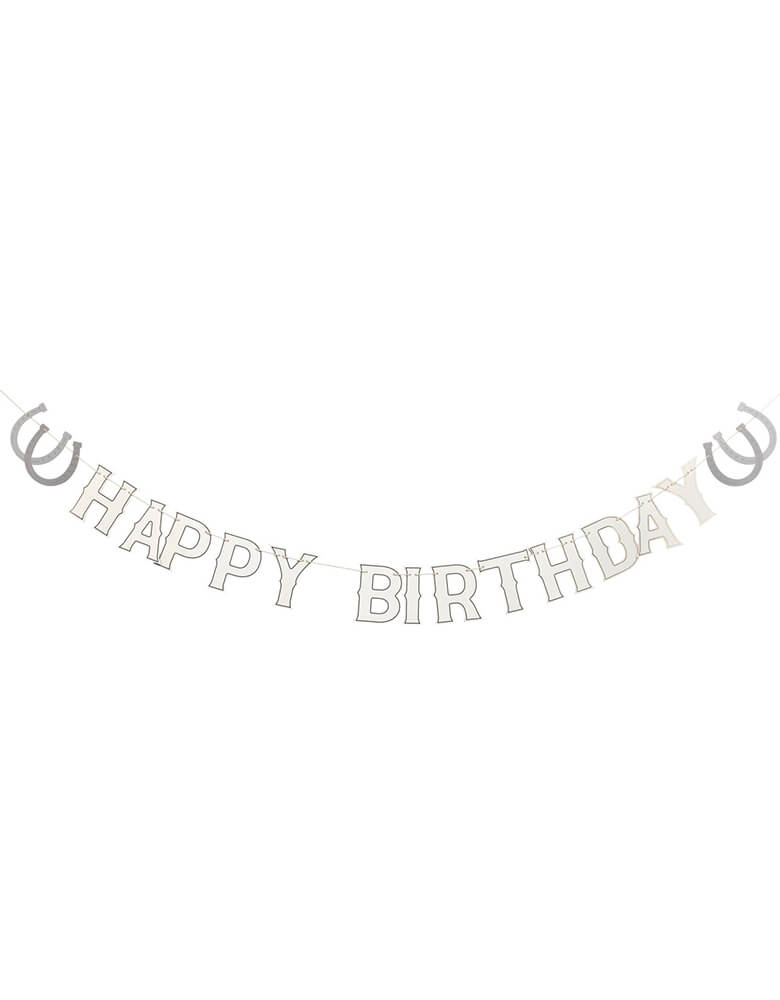 Momo Party's Cowboy Happy Birthday Banner by My Mind's Eye. Measuring 5.5' long, this party banner will bring extra cheer to any birthday celebration. Make a statement with our festive and playful banner.