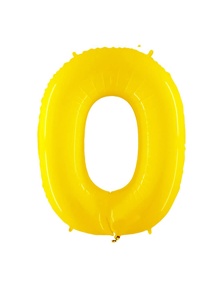 Large 40" Party Brands Number 0 - Yellow foil mylar number balloon. These huge balloons are great for bouquets, photo backdrops, on the top of balloon columns, incorporated into a balloon arches and more.