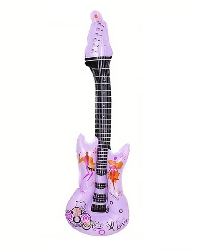 Momo Party's 12" x 35" Lilac Electric Guitar Shaped Foil Balloon. Rock out in style with this lilac electric guitar shaped foil balloon! Perfect for music-loving girls at birthday parties, or a Taylor Swift themed celebration. This balloon is sure to be a hit. Be the rock star of the party with this fun and playful accessory.