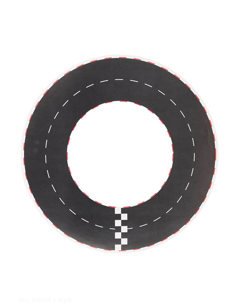 Momo Party's 14" x 14" Miles per Hour Race Track Placemats by My Mind's Eye. Comes in a set of 12 placemats, each set includes race car stickers for fun activities. Give your table a fun and quirky touch with these cool race track placemats. Make mealtime even more exciting for your kid!