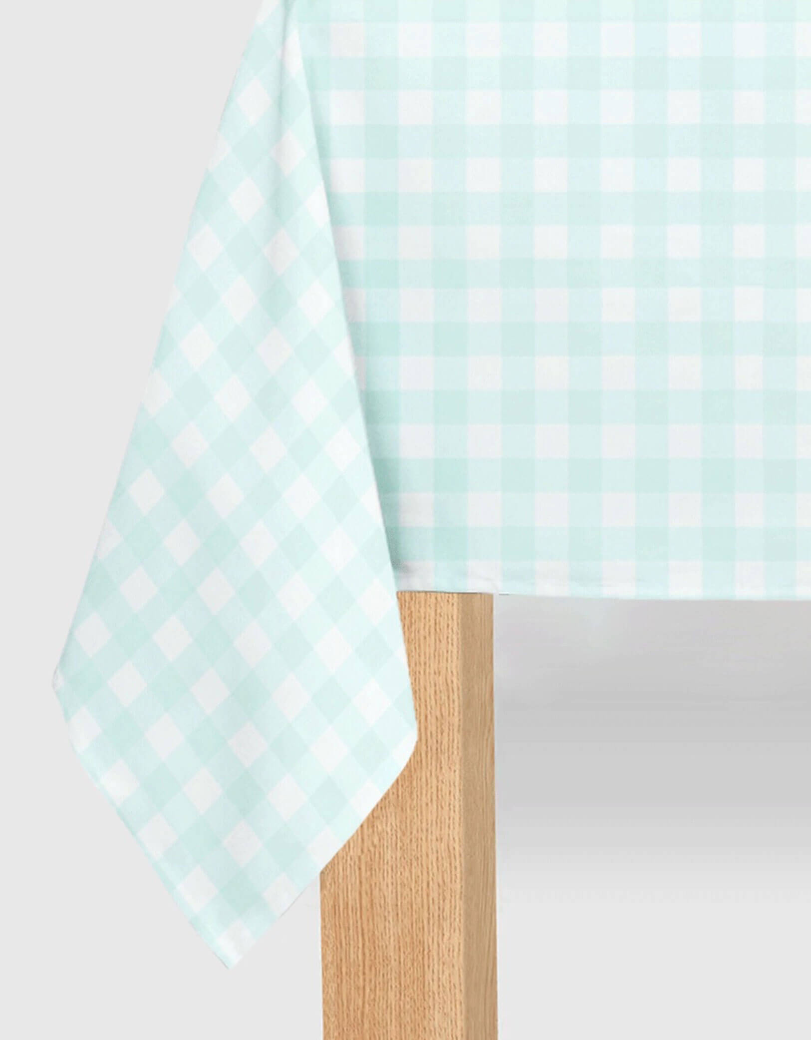 Momo Party's 8.5ft x 4.5ft Mint Gingham Paper Tablecloth. Perfect for a picnic party, this cute tablecloth will add a touch of fun to any occasion, including an Easter celebration! Let the gingham pattern set the tone for a playful and lighthearted gathering.