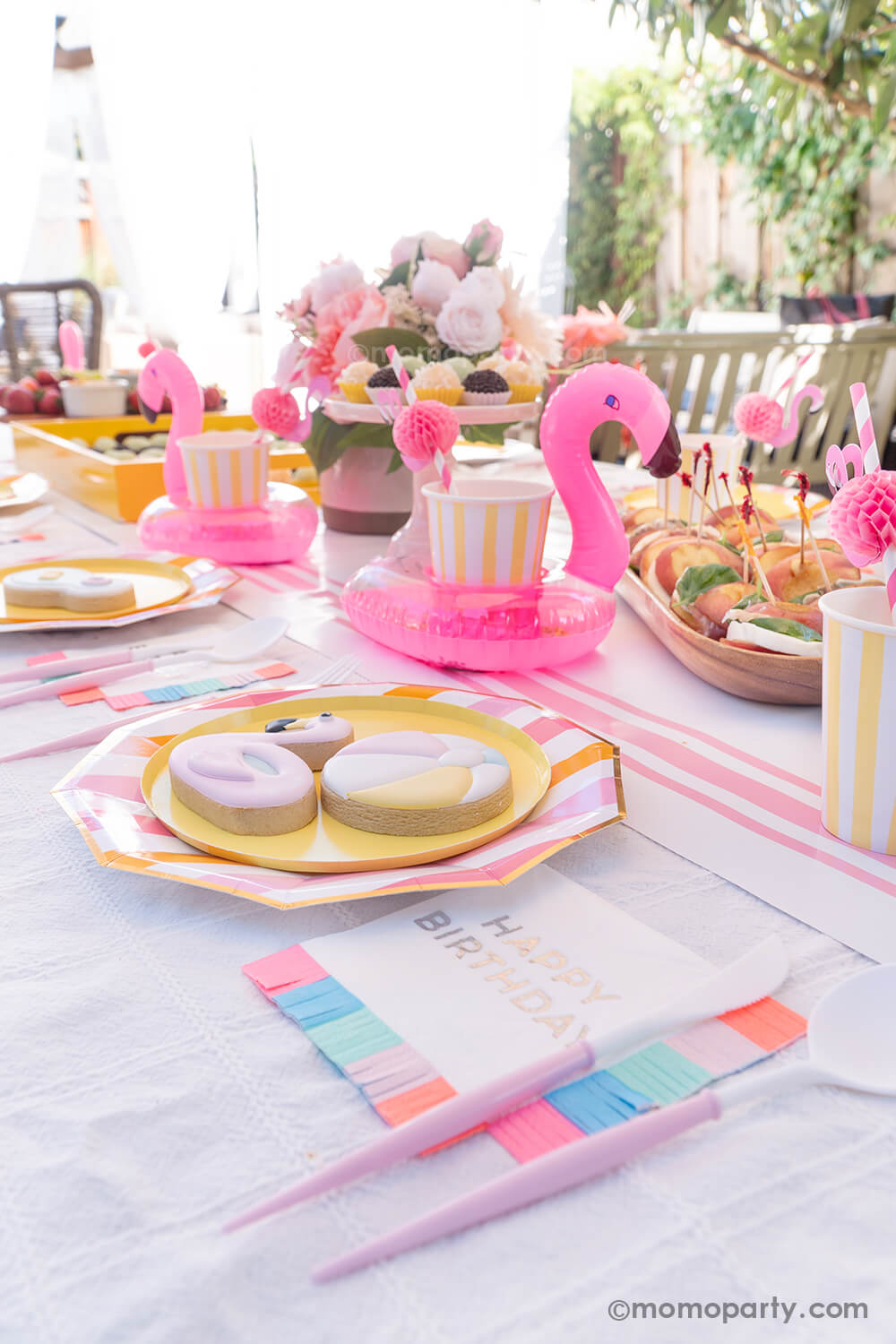 Pink Striped Table Runner