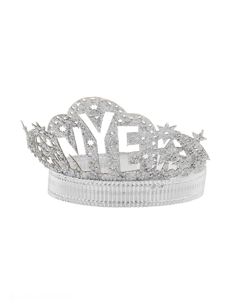 Momo Party New Year's Eve Crown Headbands by My Mind's Eye. Get ready to sparkle and shine on your next New Year's Eve party with these gorgeous silver glittered NYE crown headbands. This festive accessory will elevate any holiday outfit and make you feel like a true party queen. Join in on the countdown fun with this must-have headband!