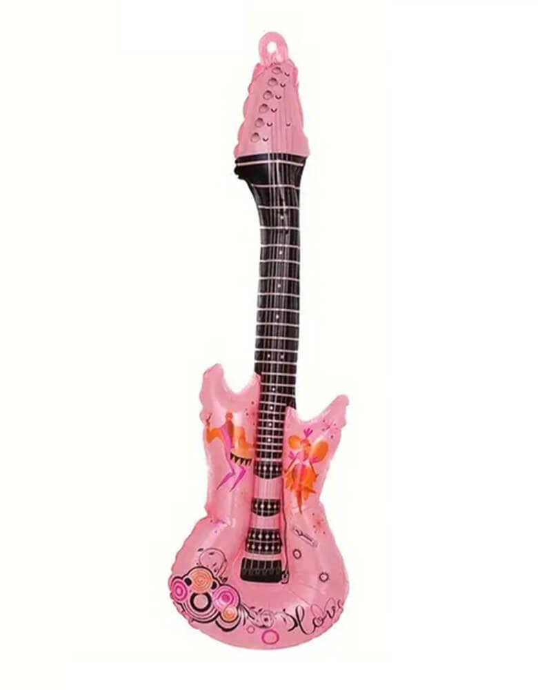 Momo Party's 12" x 35" pink Electric Guitar Shaped Foil Balloon. Rock out in style with this lilac electric guitar shaped foil balloon! Perfect for music-loving girls at birthday parties, or a Taylor Swift themed celebration. This balloon is sure to be a hit. Be the rock star of the party with this fun and playful accessory.