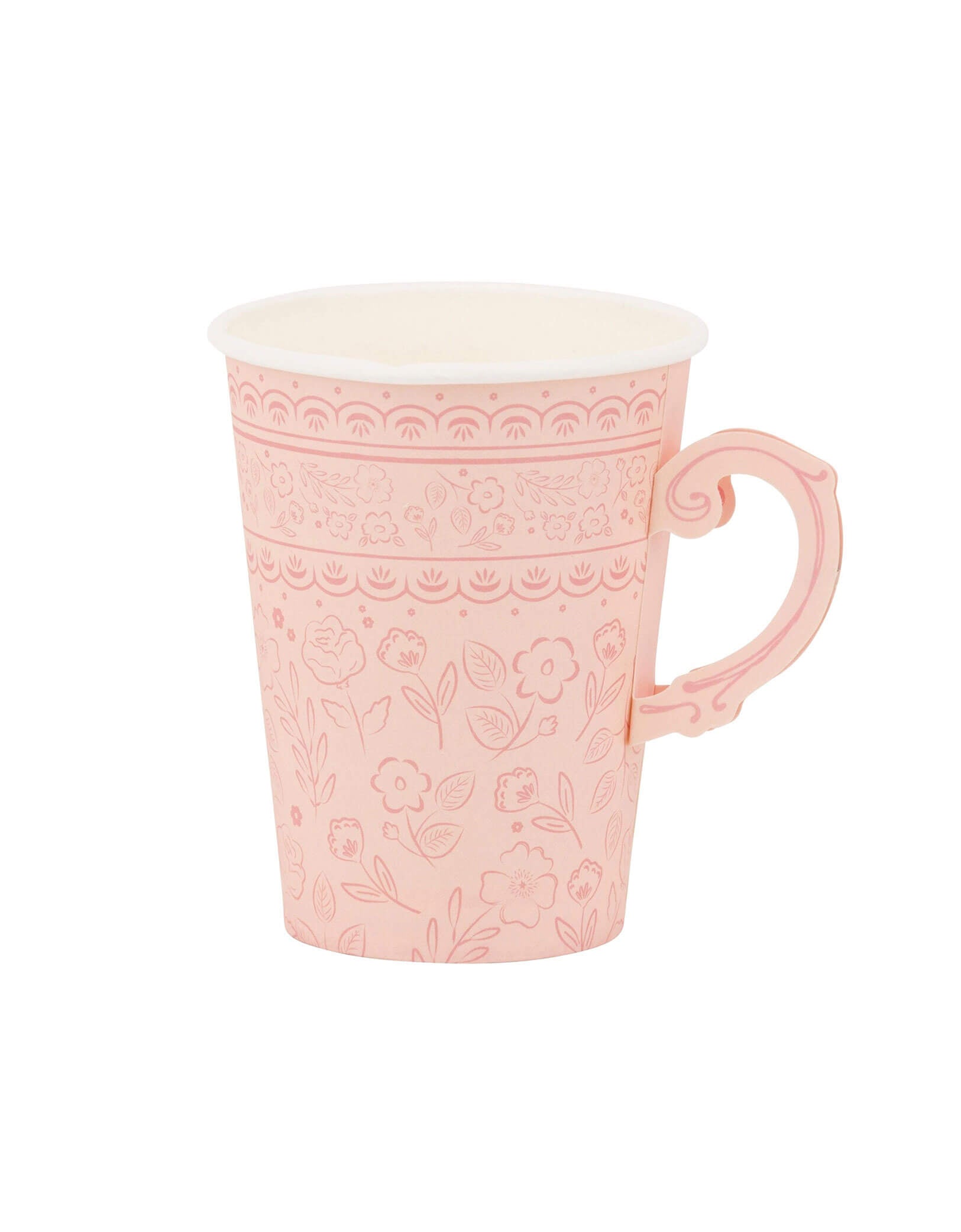 Momo Party's 12oz Pembroke Pink Floral Party Cup by My Mind's Eye.  These 12 oz cups feature a charming pembroke design, perfect for Valentine's Day or any romantic occasion. Raise a cup to love, good company, and good times! They're perfect for your spring gatherings, be it an Easter celebration, a Mother's Day party, a tea party birthday bash or a garden party.