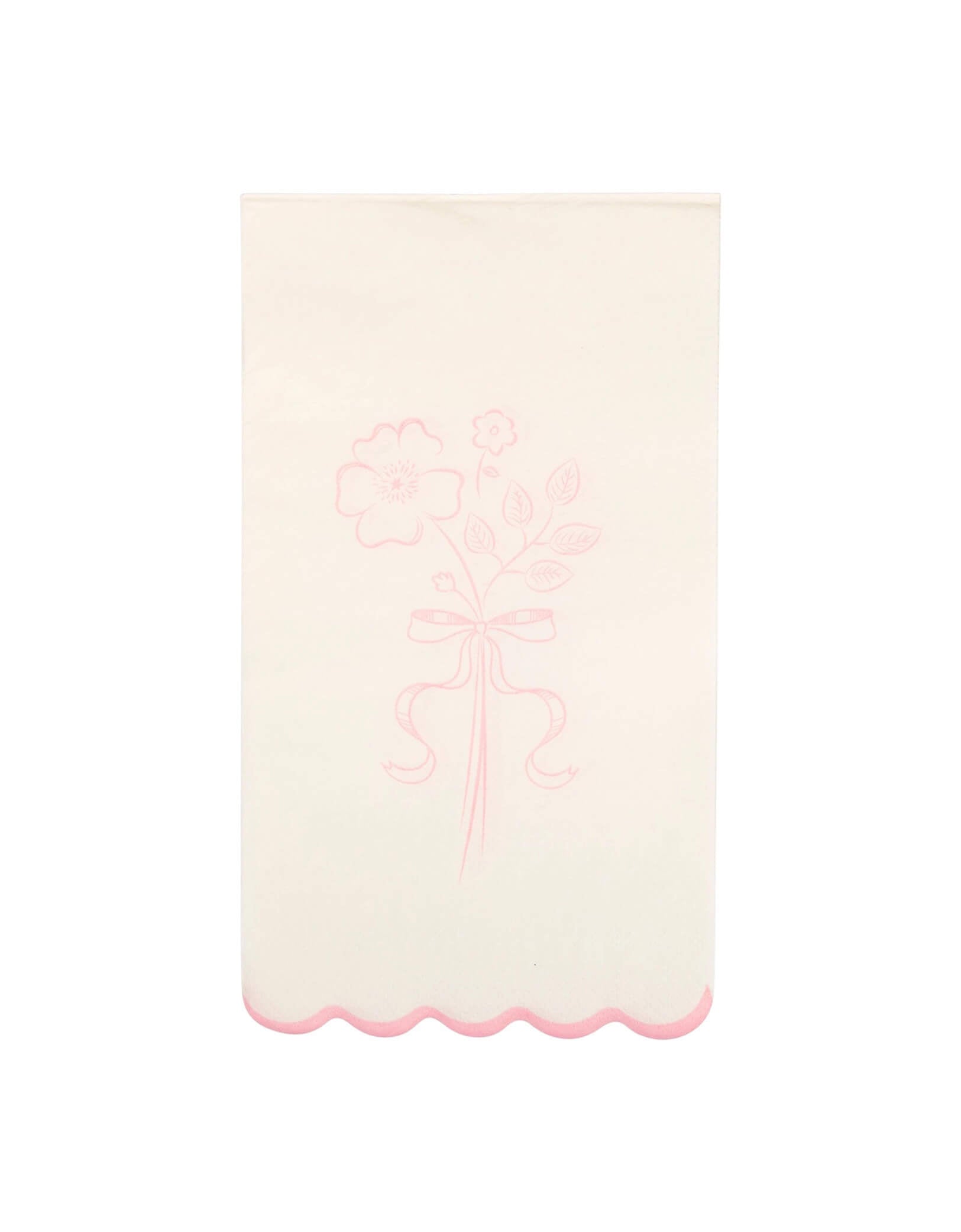 Momo Party's 4.25" x 7.75" Pembroke Paper Dinner Napkins by My Mind's Eye. Featuring a delicate design, these napkins are perfect for Valentine's Day or any special occasion. A charming addition to any collection, it's sure to make a statement with its playful pink edges. These napkins are great for your Easter celebration or spring themed party, a bridal shower, a tea party birthday bash or a Mother's Day celebration. 