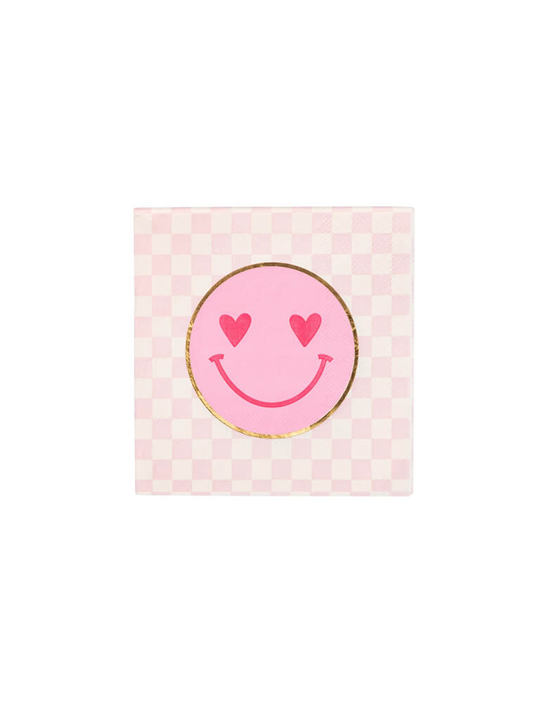 Momo Party's 5" Smiley Foil Small Napkins by My Mind's Eye. Spruce up your Valentine's Day celebration with these cheerful smiley foil napkins. These smiley face napkins are sure to add a playful touch to any party. Cheers!