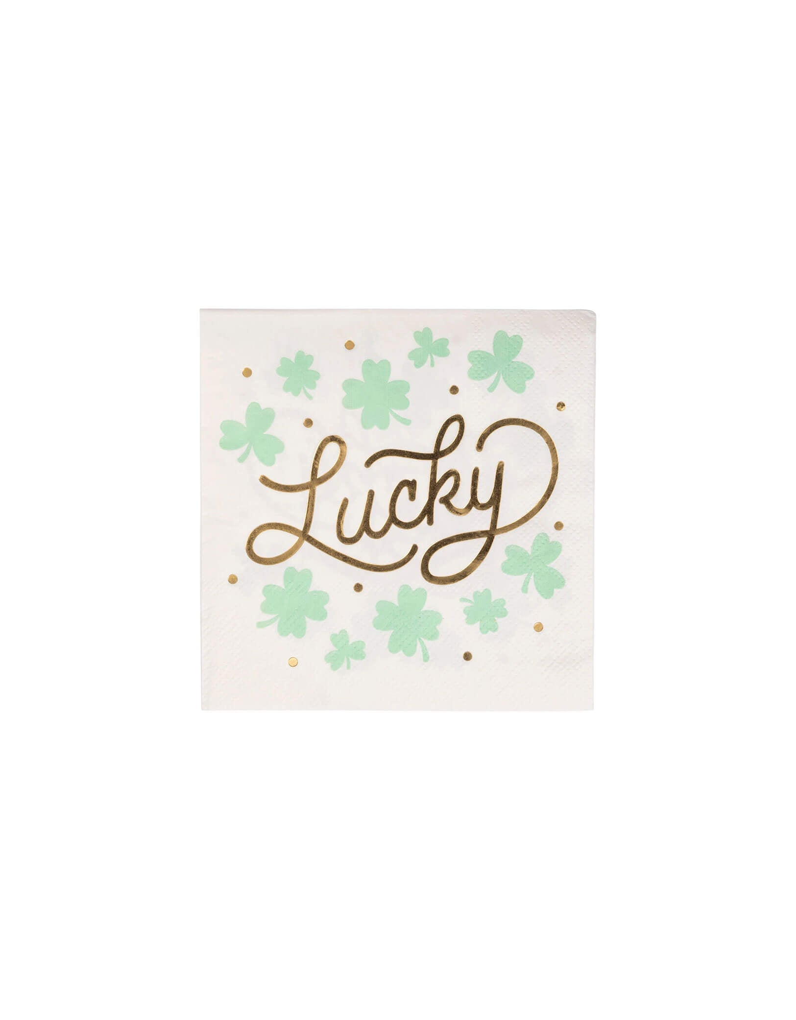 Momo Party's 5" x 5" Lucky Small Napkins by My Mind's Eye. Comes in a set of 18 napkins, these napkins not only feature a festive design, but they also bring good fortune to anyone who uses them. Perfect for St. Patrick's Day celebrations, your guests will surely feel lucky to have such a fun and festive addition to their drinks!