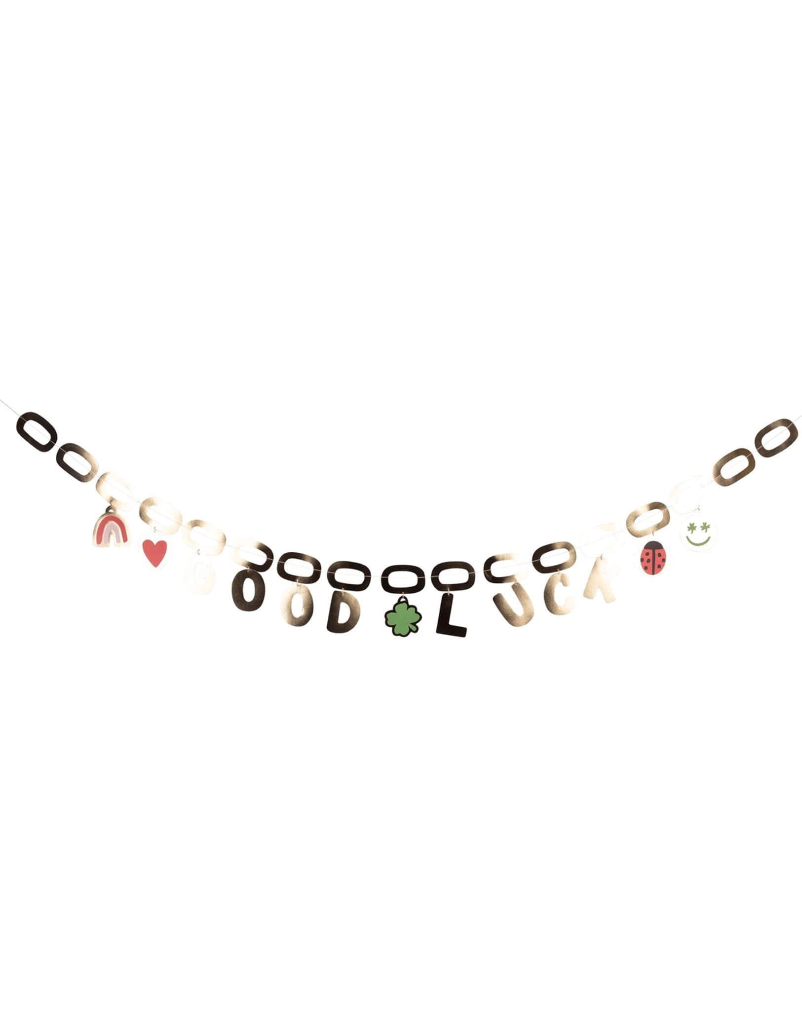 Momo Party's Good Luck Charm Banner by My Mind's Eye. Each set includes 1 paper charm banner, approximately 6' long. Add some charm to your party with this festive decoration that's sure to bring good luck to all your guests. Don't miss out on this perfect addition to your celebration!