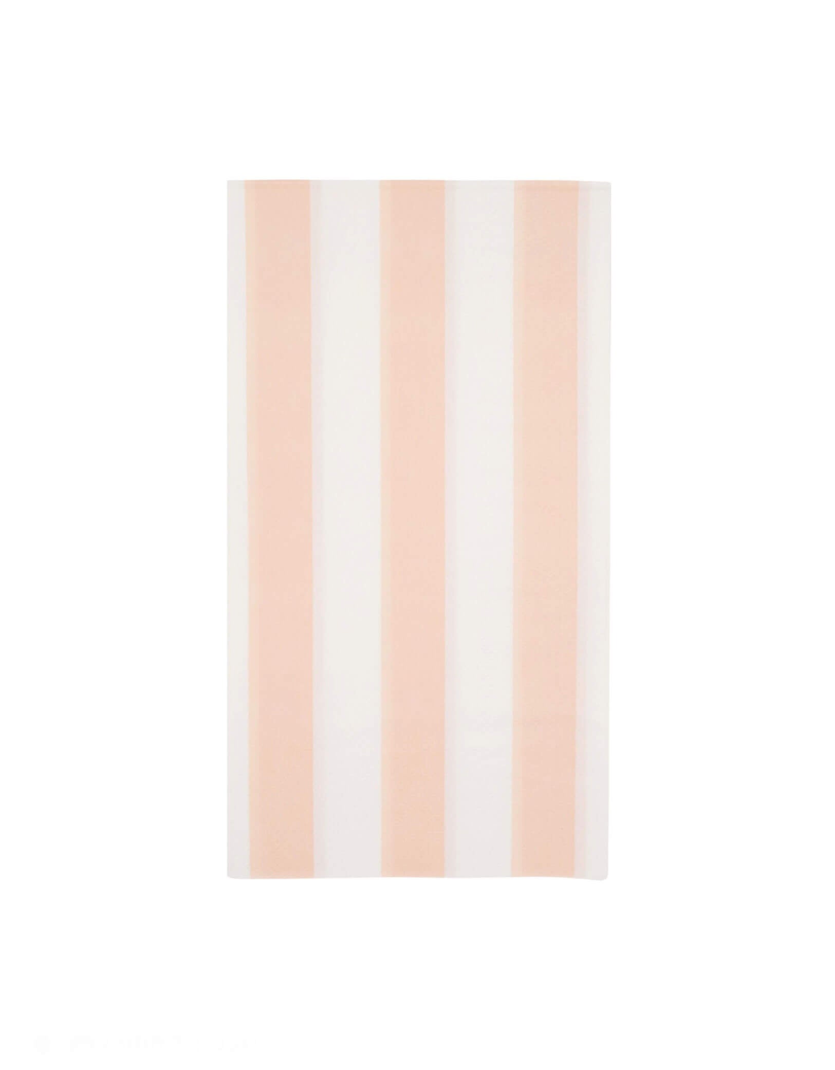 Momo Party's 4.25" x 7.75" Sweet Peach Cabana Stripe Guest Towels by Bonjour Fete. Comes in a set of 20 napkins, these peach guest napkins feature a charming pastel stripe pattern for a soft touch. Perfect for adding a pop of color to your next gathering.&nbsp;