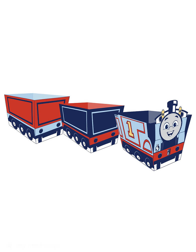 Momo Party's Thomas & Friends™ Centerpiece by Bonjour Fete. Bring a sprinkle of wonder to your kiddo's birthdayday bash table with this fabulous Thomas &amp; Friends™ train centerpiece. Load them up with your tiny engineer's favorite goodies and nibbles and show 'em off on the table for a whimsical party!