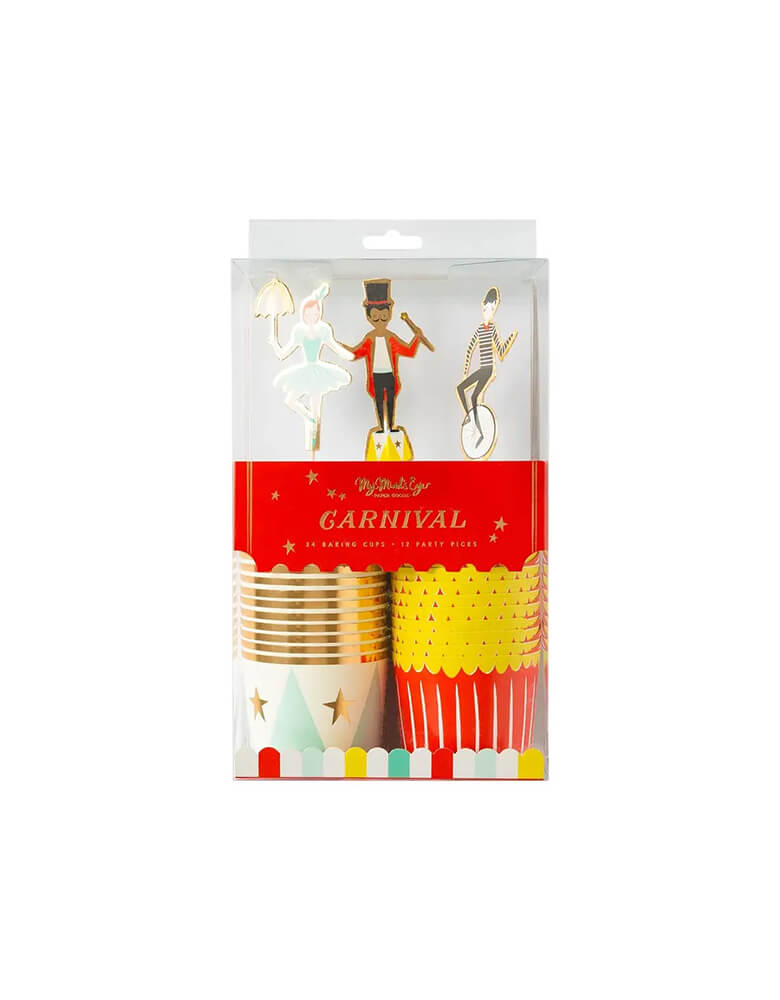 Carnival Baking Cups With Cupcake Picks (Set of 24)