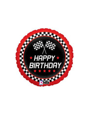 Checkered Flag Happy Birthday Foil Mylar Balloon