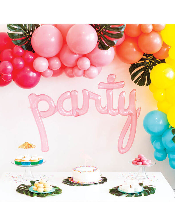 Clear Pink Party Script Air-filled Balloon