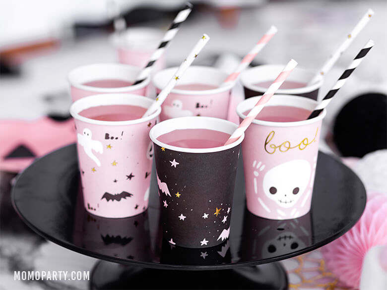 Modern Pink Halloween Party Paper Plates
