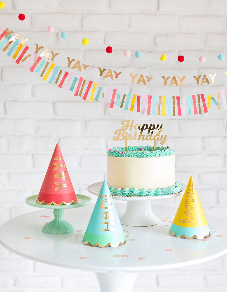 Hip Hip Hooray Party Hats (Set of 9)