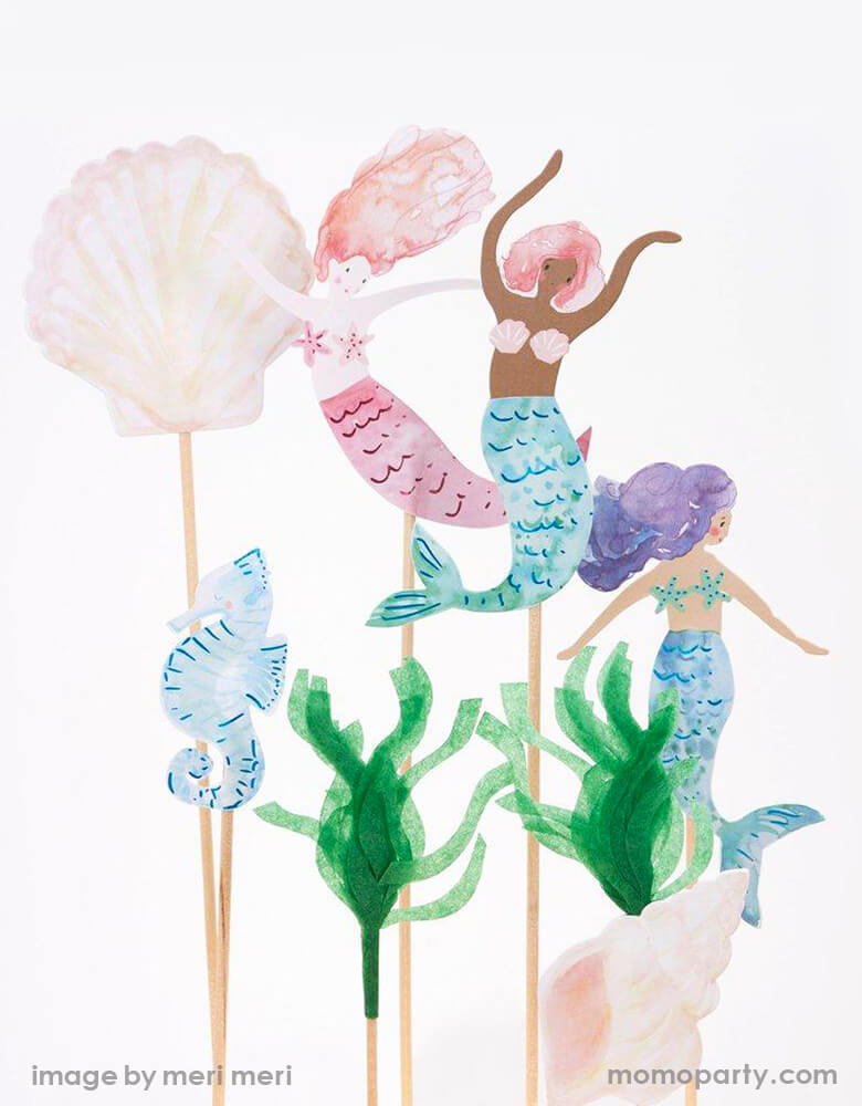 Amazon.com: 20 PCS Mermaid Cake Toppers with 3D Mermaid Seaweed Folding  Fans Shell Starfish Cake Decoration for Kids Girls Birthday Party Baby  Shower Supplies (STYLE1) : Toys & Games