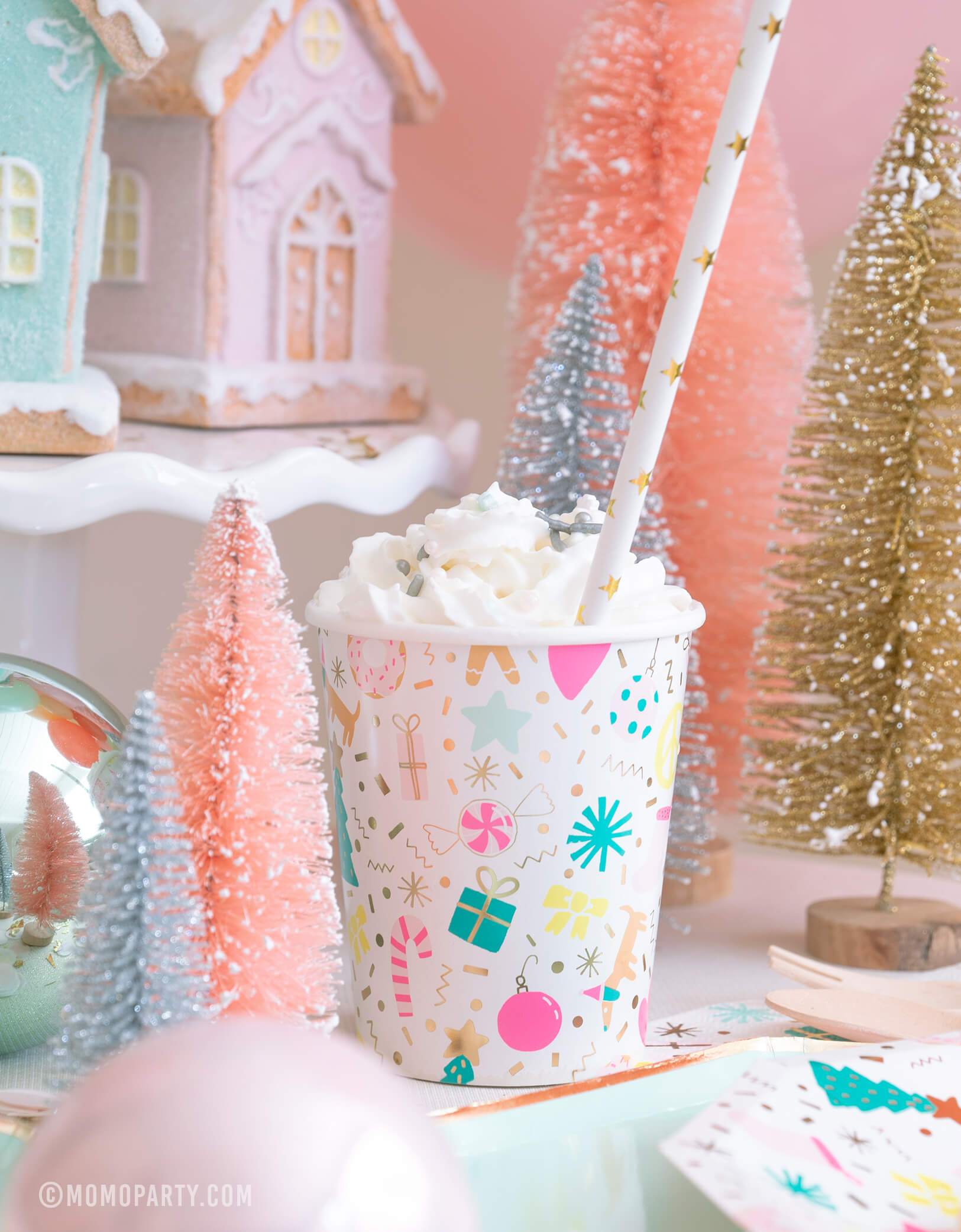 Pink Gingerbread House Paper Party Cups