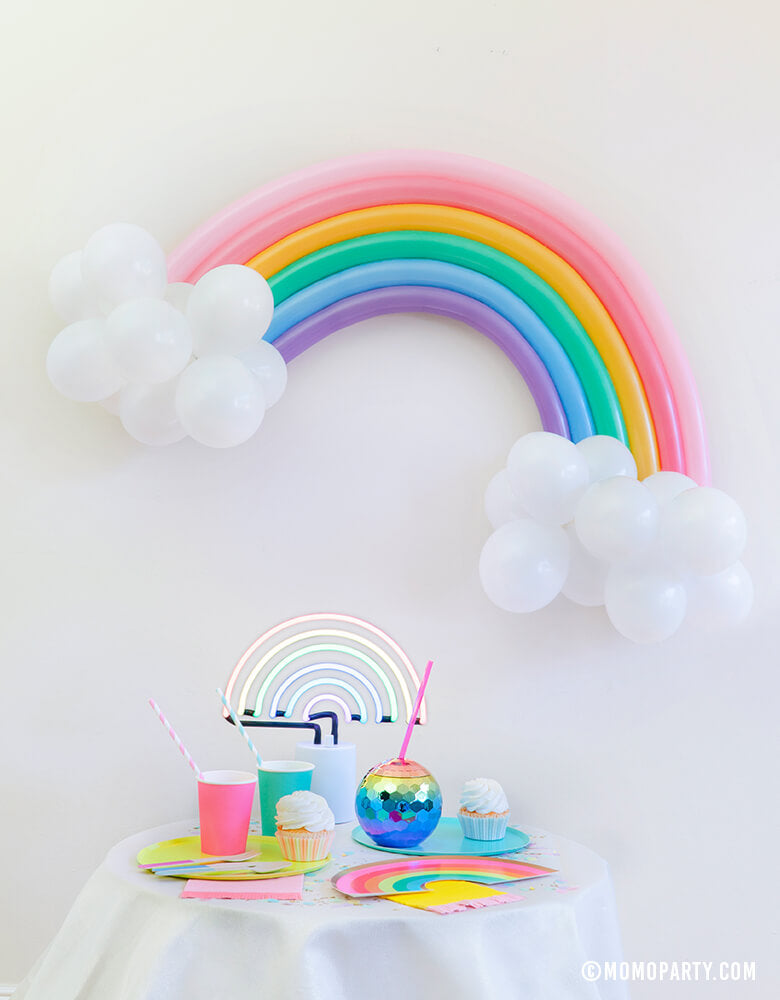  2 Set Pastel Birthday Decorations Rainbow Party Table